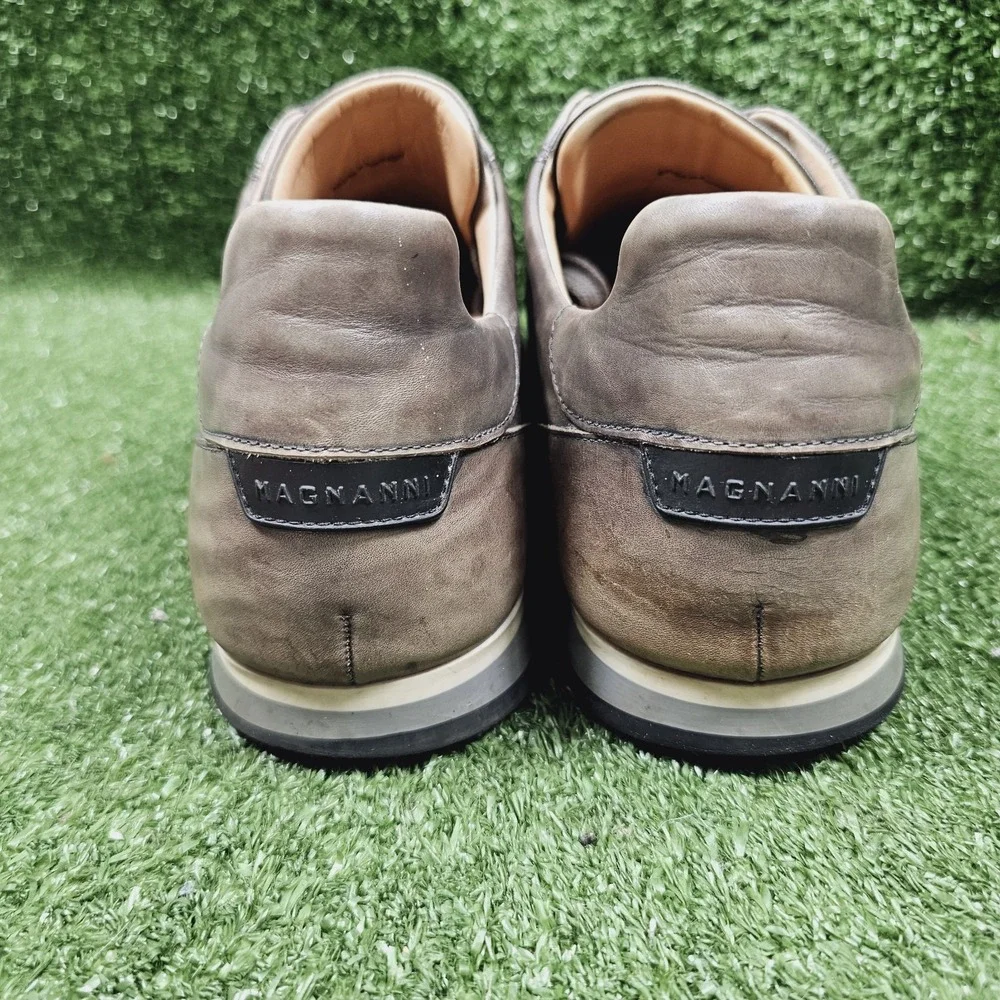 Magnanni Cristian Gray Leather Casual Lace Up Sneakers Mens Size 11 M